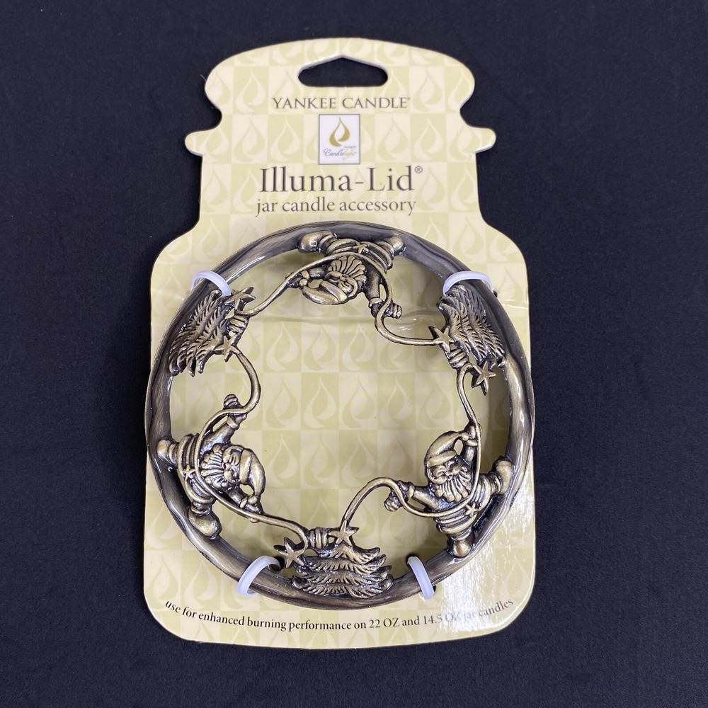 Yankee Jar Candle Illuma-Lid Brass Santa Christmas Holiday Topper Festive Gift